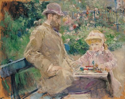Eugene Manet with His Daughter at Bougival, c.1881 by Berthe Morisot